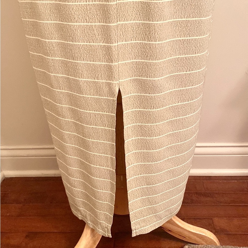 Breakin’ Loose Vintage Gold Cream Striped Satin Collar Short Sleeve Dress SZ 3/4 - Picture 10 of 14